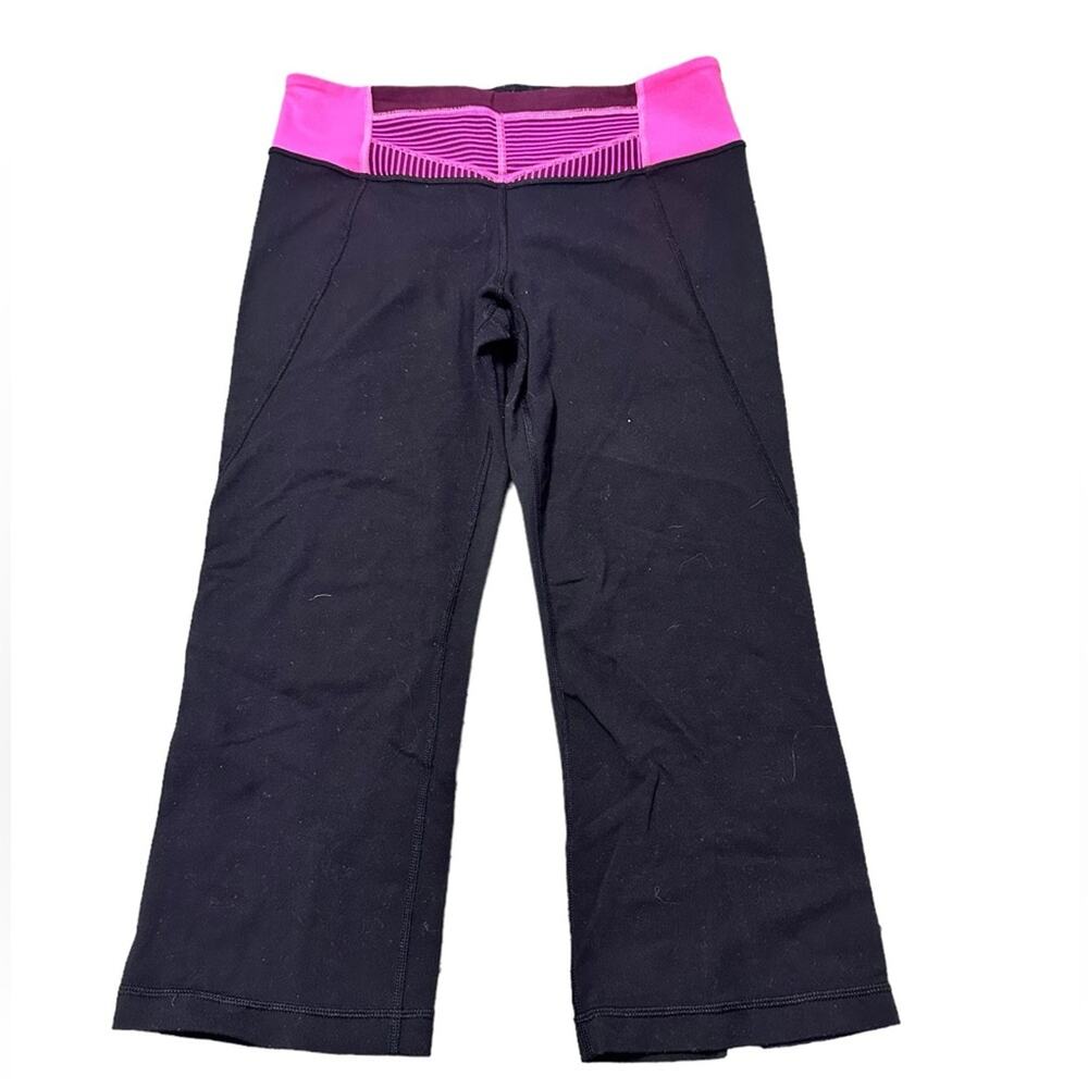 Lululemon Tadasana Split Crop Pants Black and Pink Size 6